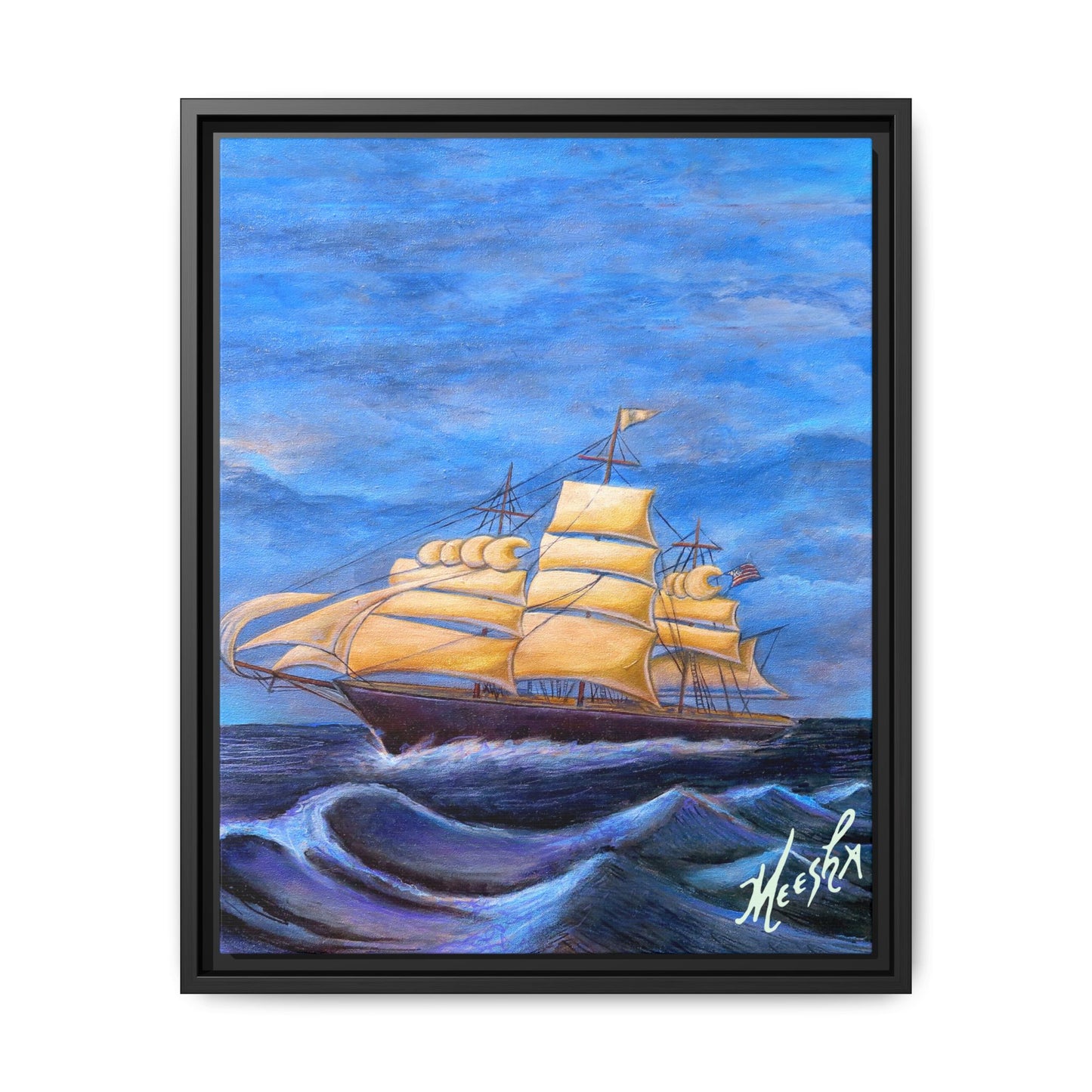 Whimsical Wavehopper Framed Canvas Print