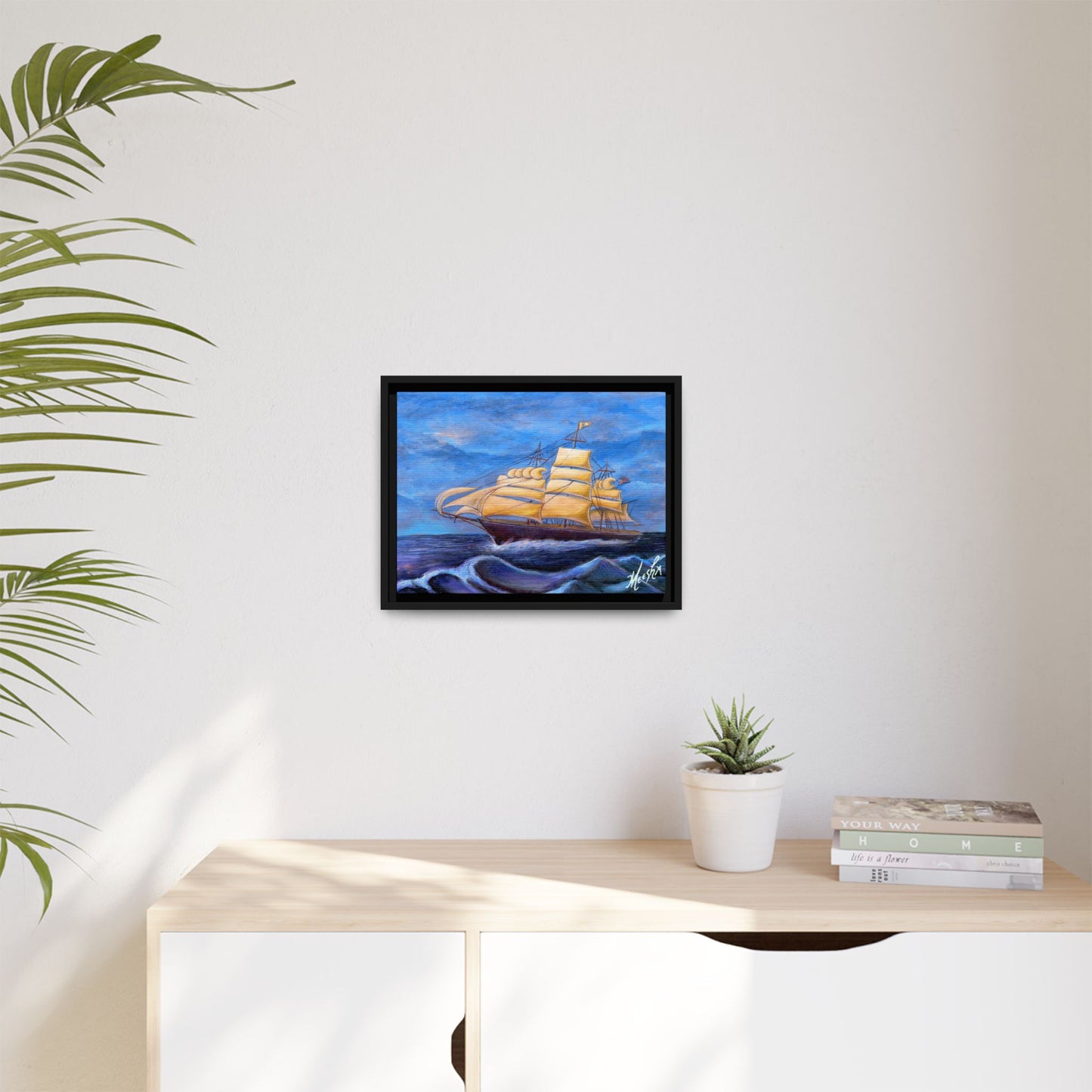 Whimsical Wavehopper Framed Canvas Print