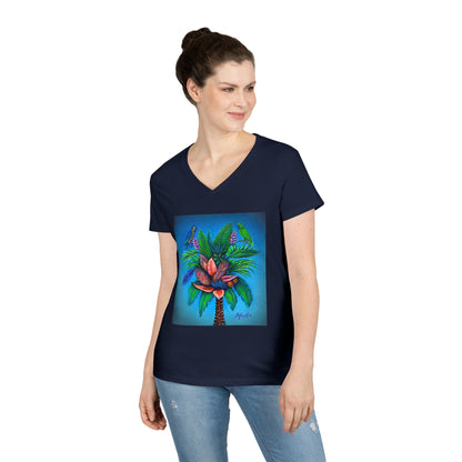 Palm Tree of Life Ladies' V-Neck T-Shirt