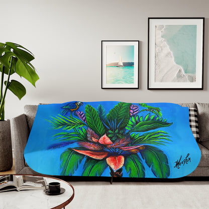 Colorful and Cozy Palm Tree of Life Favorite Sherpa Blanket