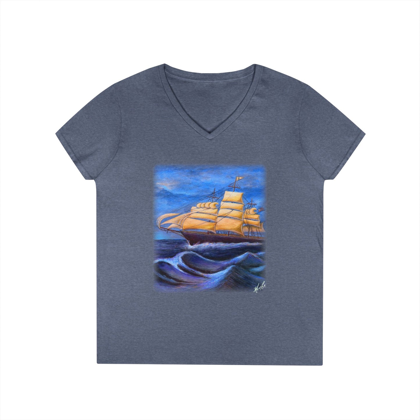Whimsical Wavehopper Ladies' V-Neck T-Shirt