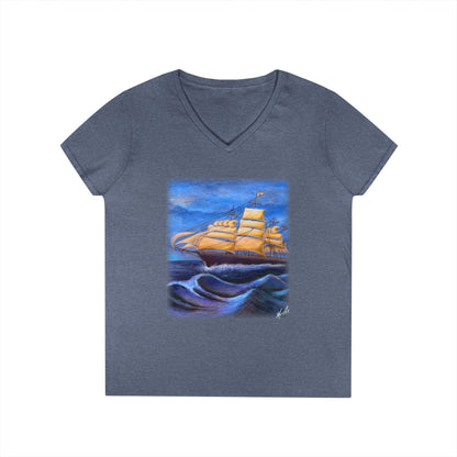 Whimsical Wavehopper Ladies' V-Neck T-Shirt