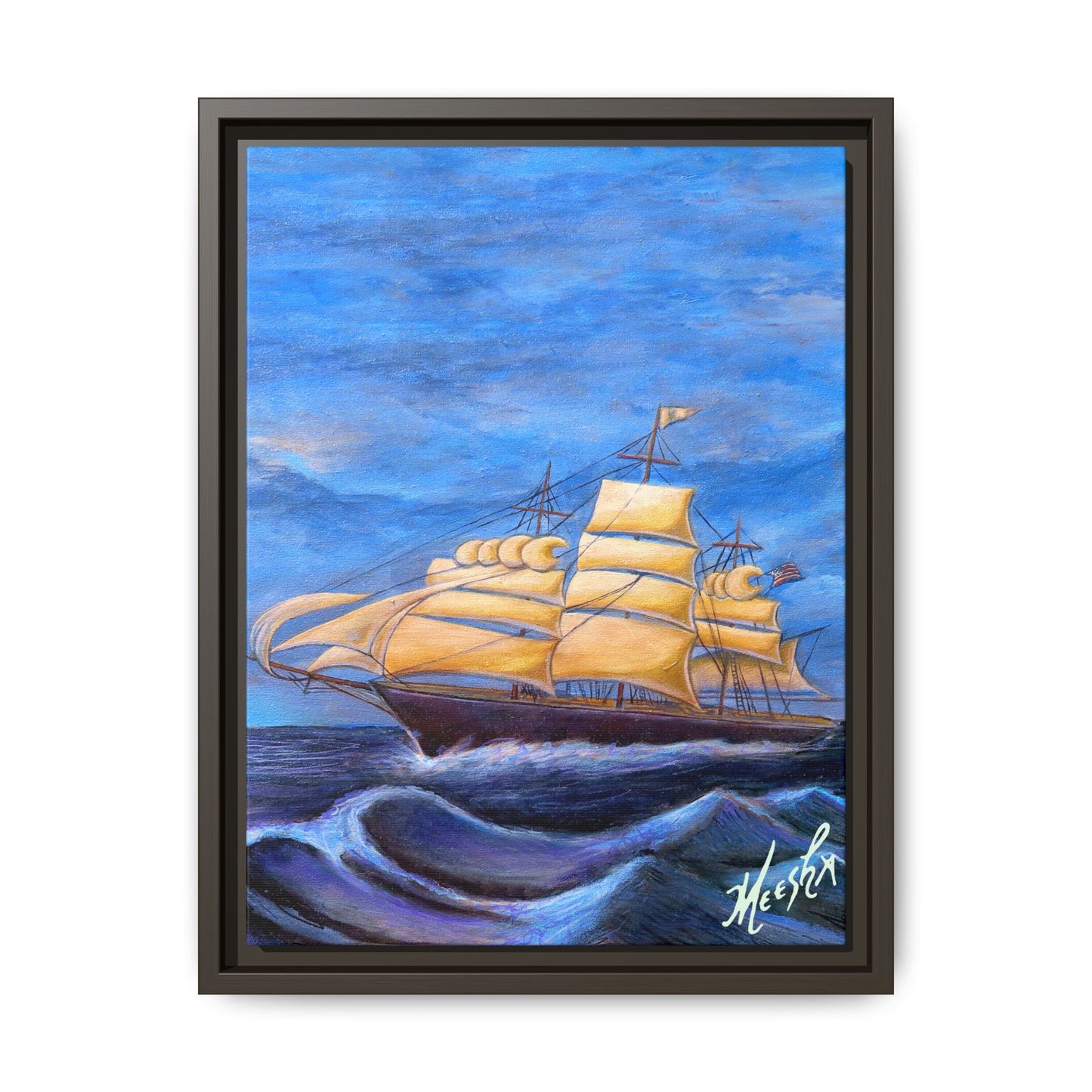 Whimsical Wavehopper Framed Canvas Print