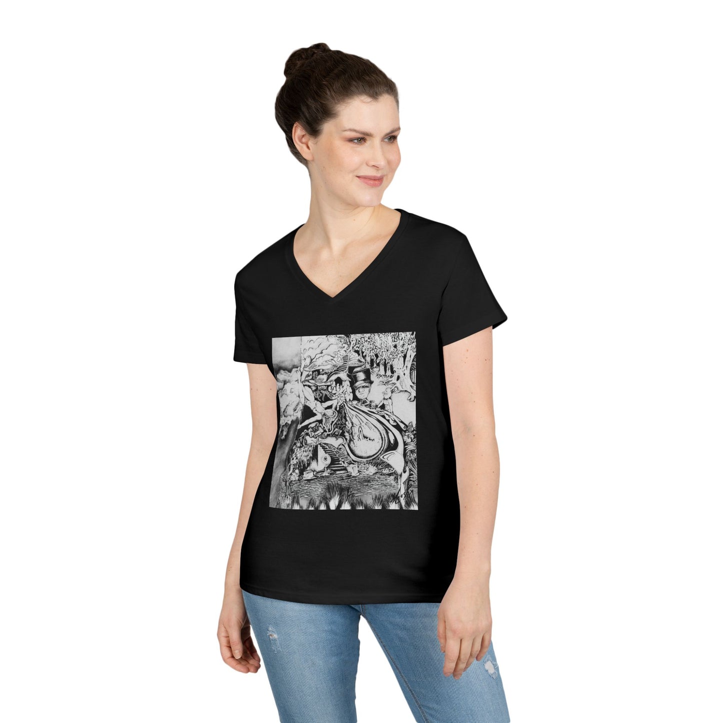 Alice In Wonderland Ladies' V-Neck T-Shirt