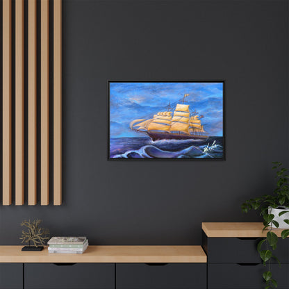 Whimsical Wavehopper Framed Canvas Print