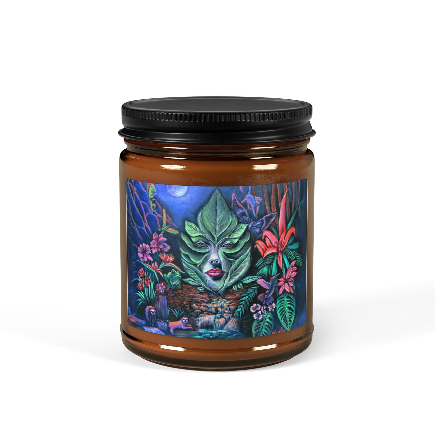 Moonlight Mischief Scented Soy Candles in decorative amber glass jar