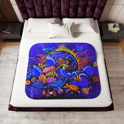 Colorful and Cozy Celestial Extraterrestrial Favorite Sherpa Blanket