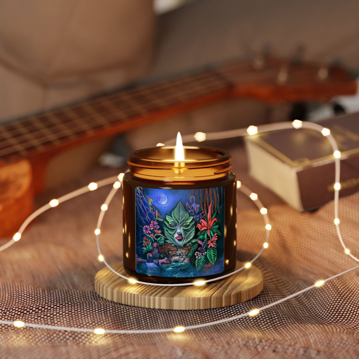 Moonlight Mischief Scented Soy Candles in decorative amber glass jar