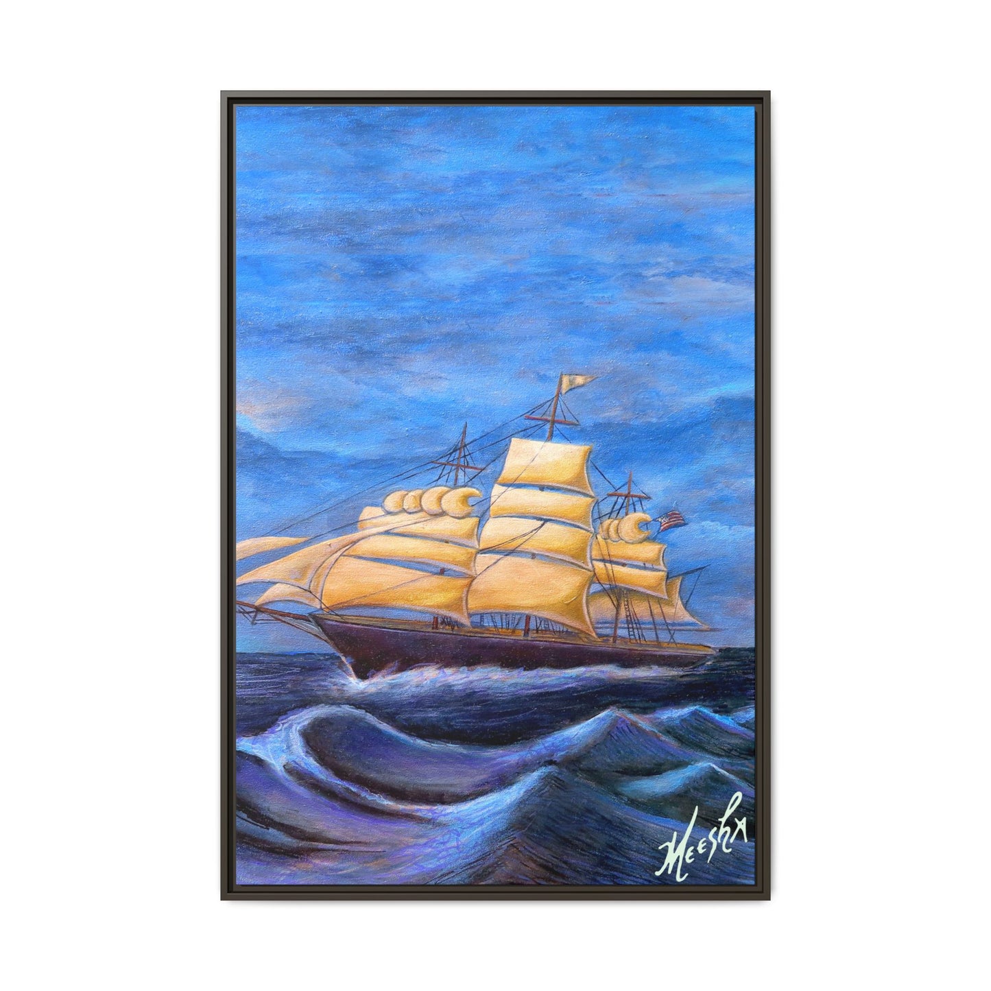 Whimsical Wavehopper Framed Canvas Print
