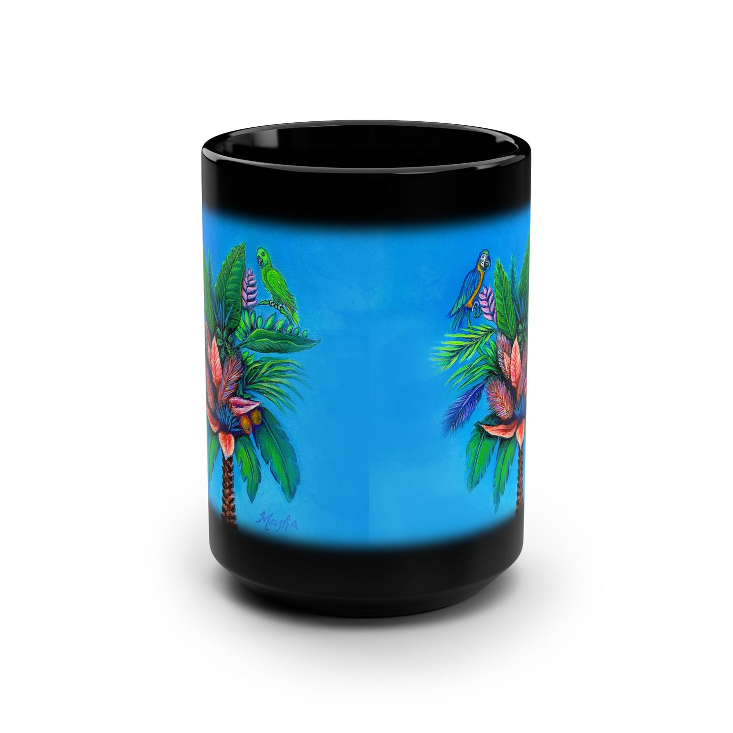 Palmtree of Life Black Mug, 15oz