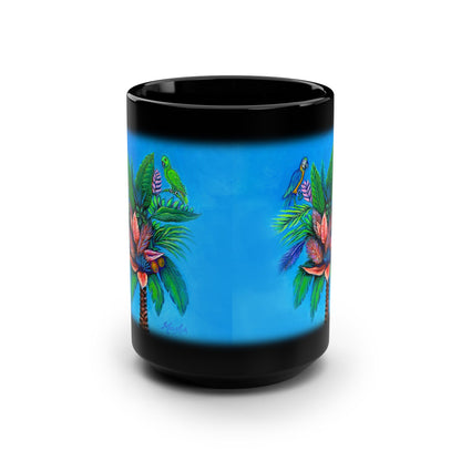 Palmtree of Life Black Mug, 15oz