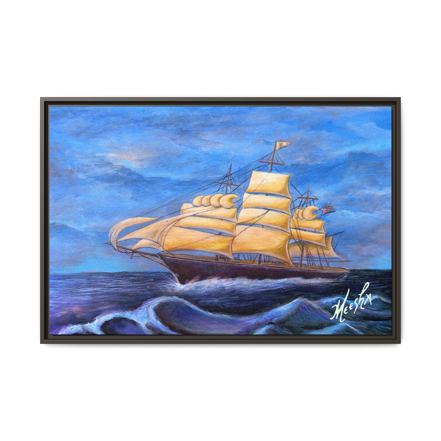 Whimsical Wavehopper Framed Canvas Print