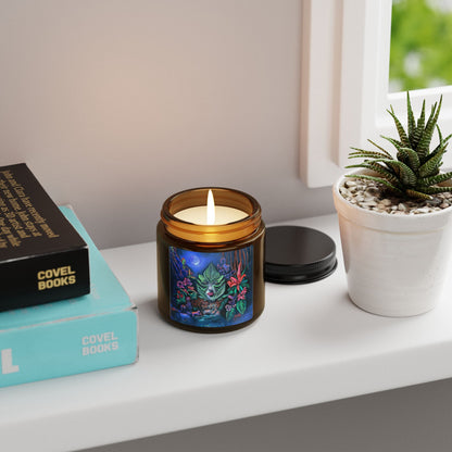 Moonlight Mischief Scented Soy Candles in decorative amber glass jar