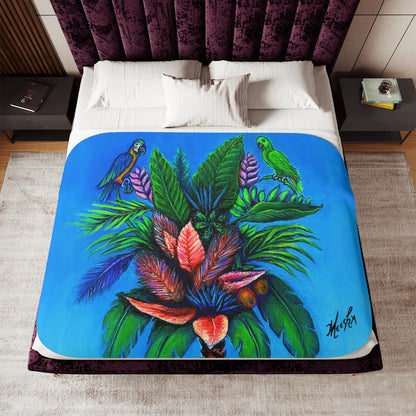 Colorful and Cozy Palm Tree of Life Favorite Sherpa Blanket
