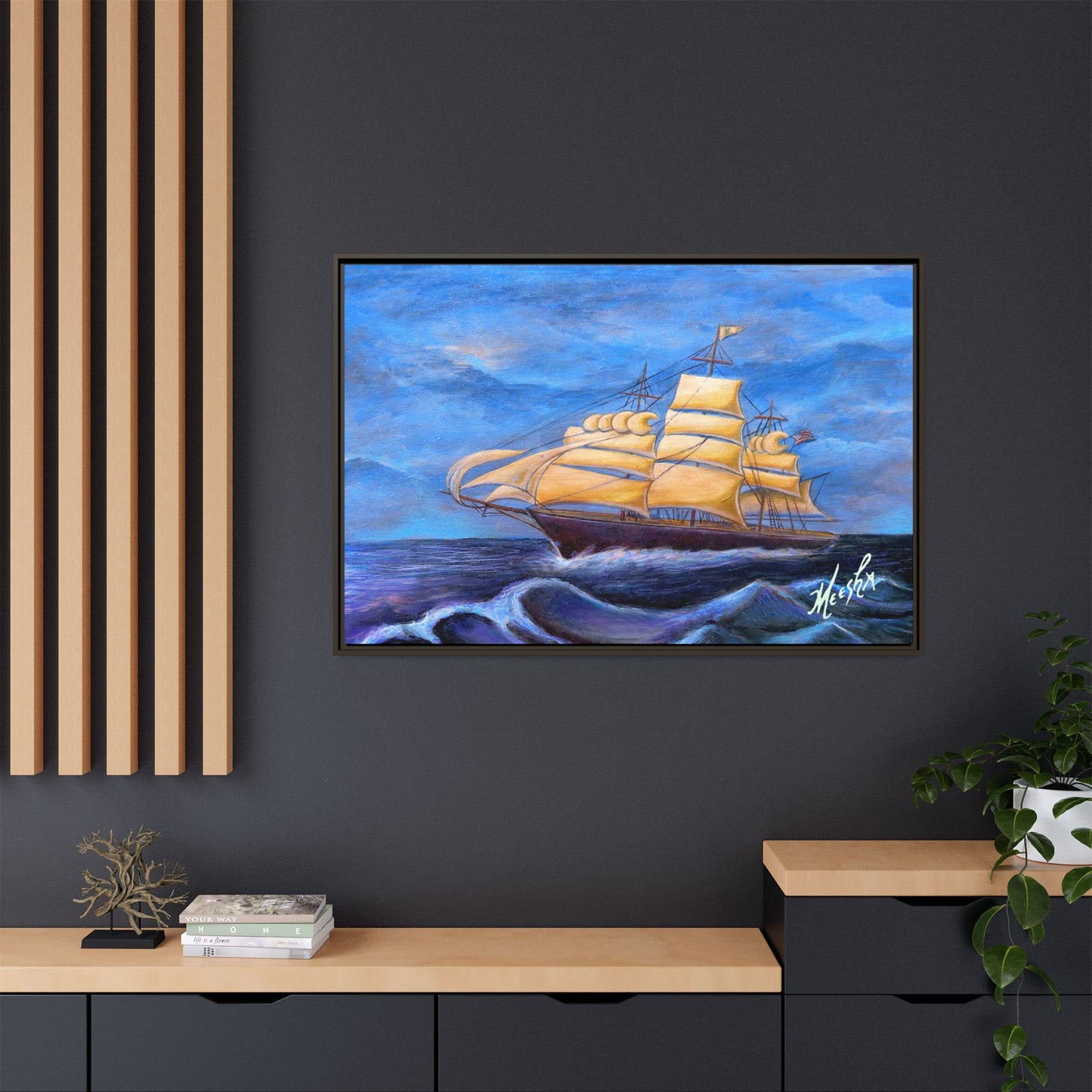 Whimsical Wavehopper Framed Canvas Print