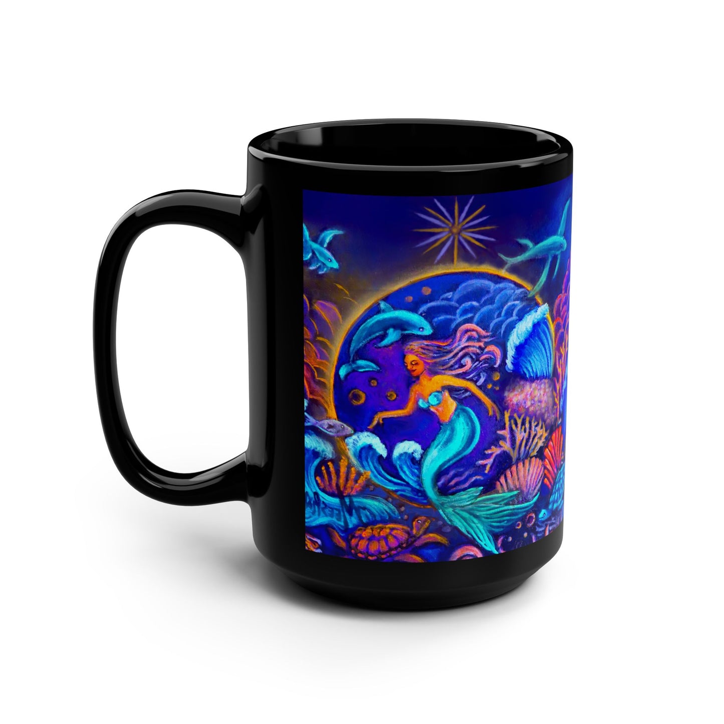 Celestial Extraterrestrial Black Mug, 15oz