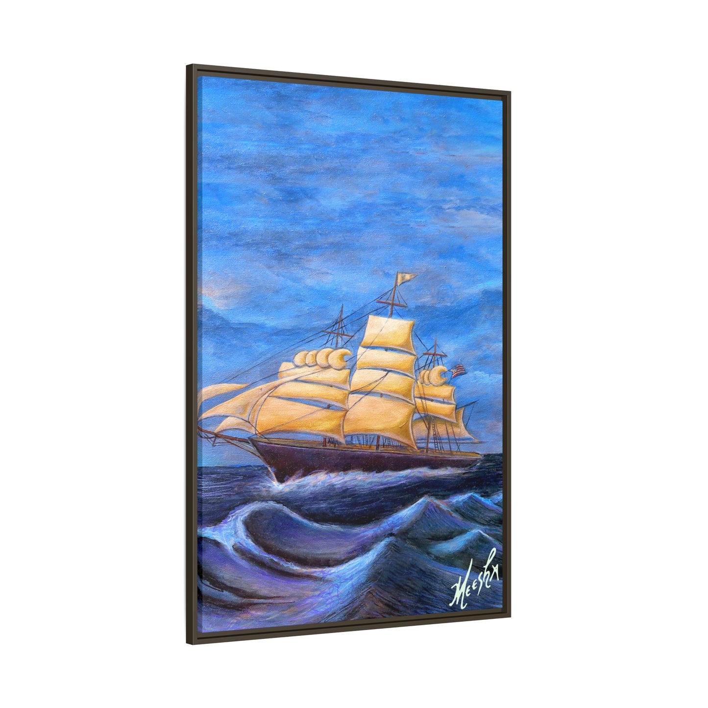 Whimsical Wavehopper Framed Canvas Print