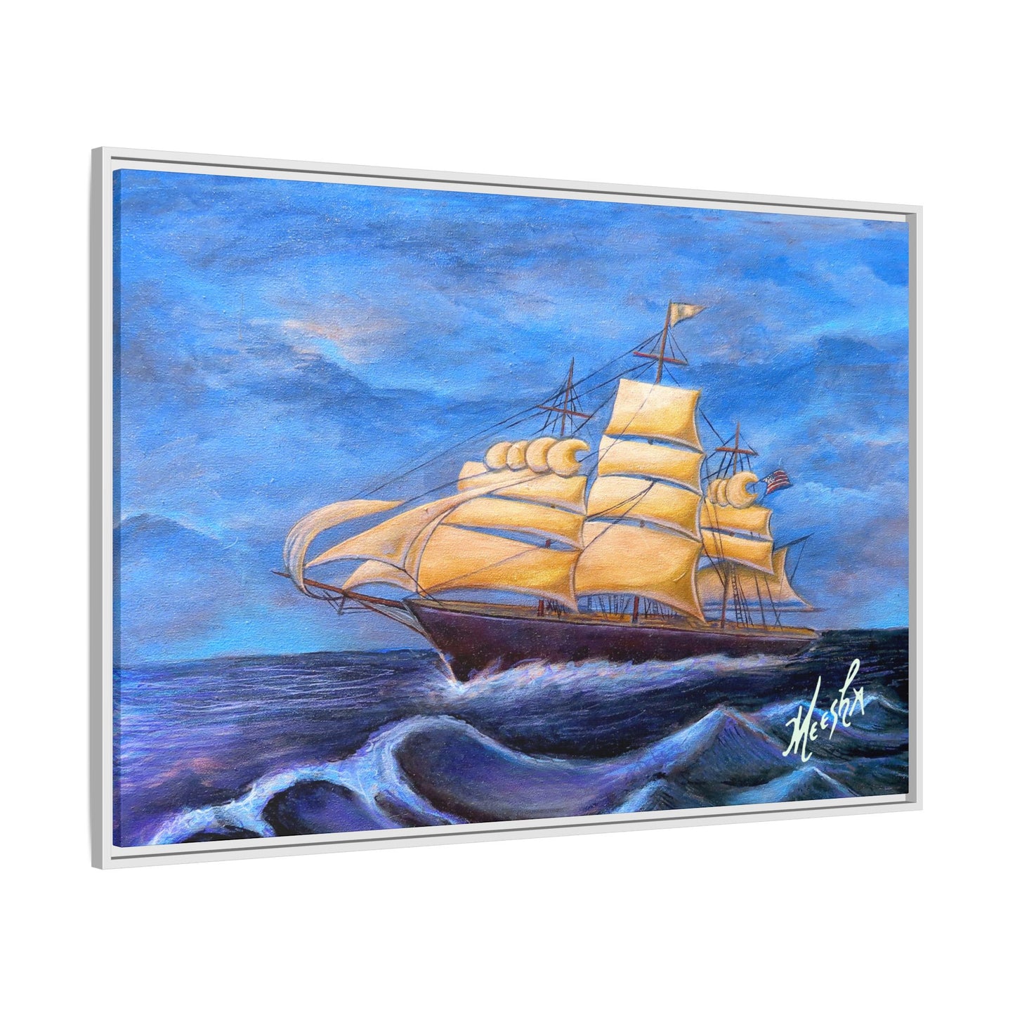 Whimsical Wavehopper Framed Canvas Print