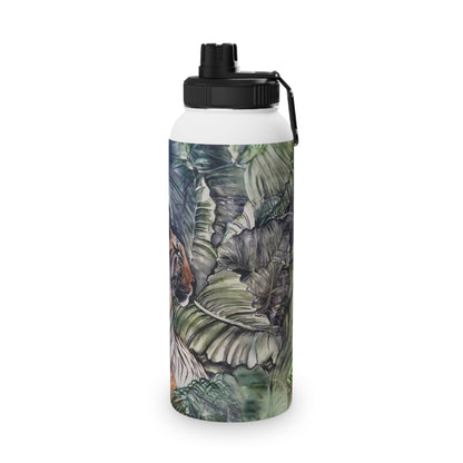 Watchful Warrior Stainless Steel Water Bottle with Tiger Design