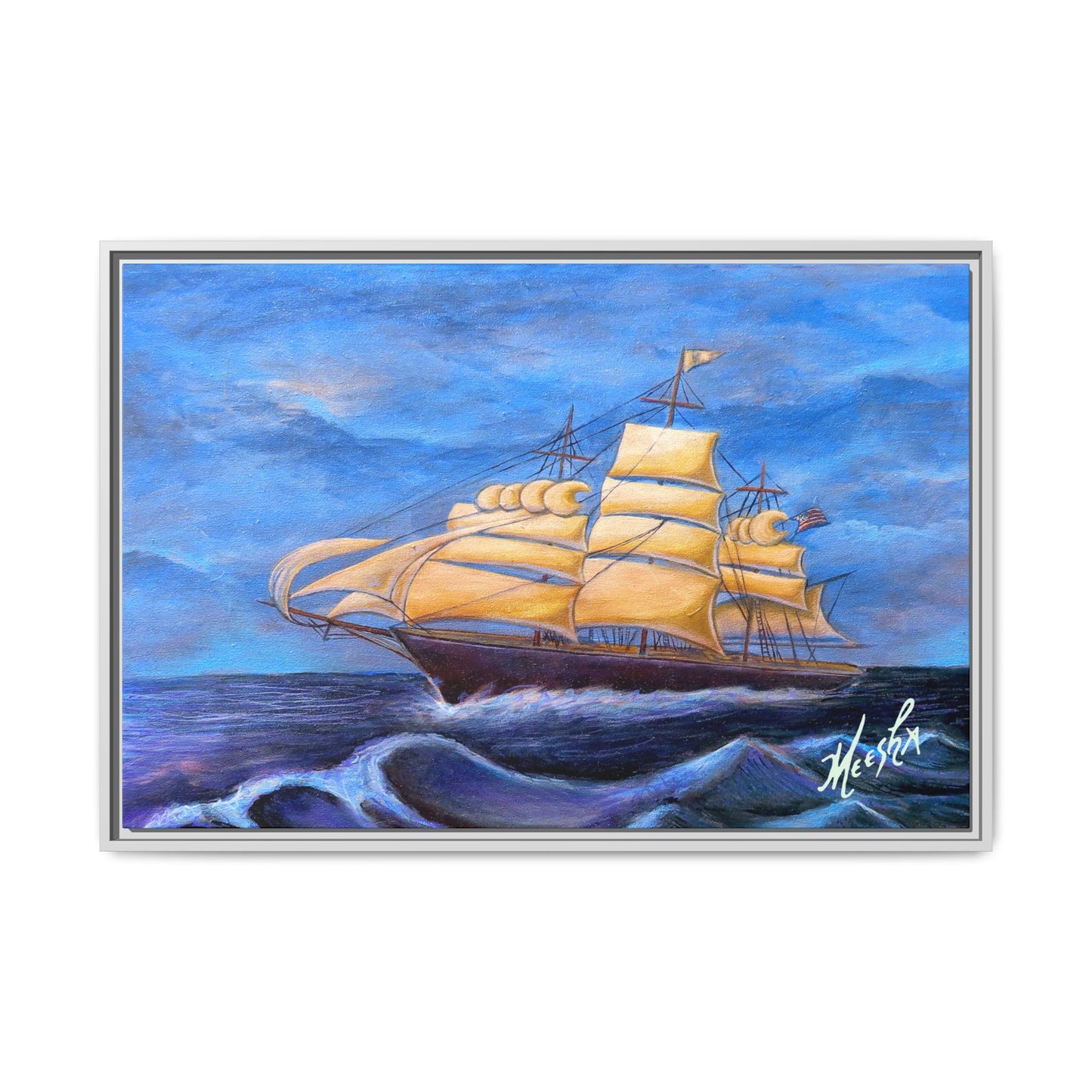 Whimsical Wavehopper Framed Canvas Print