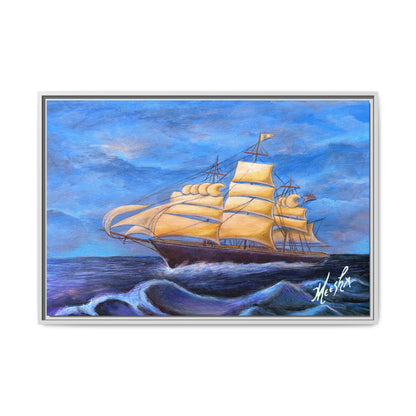 Whimsical Wavehopper Framed Canvas Print