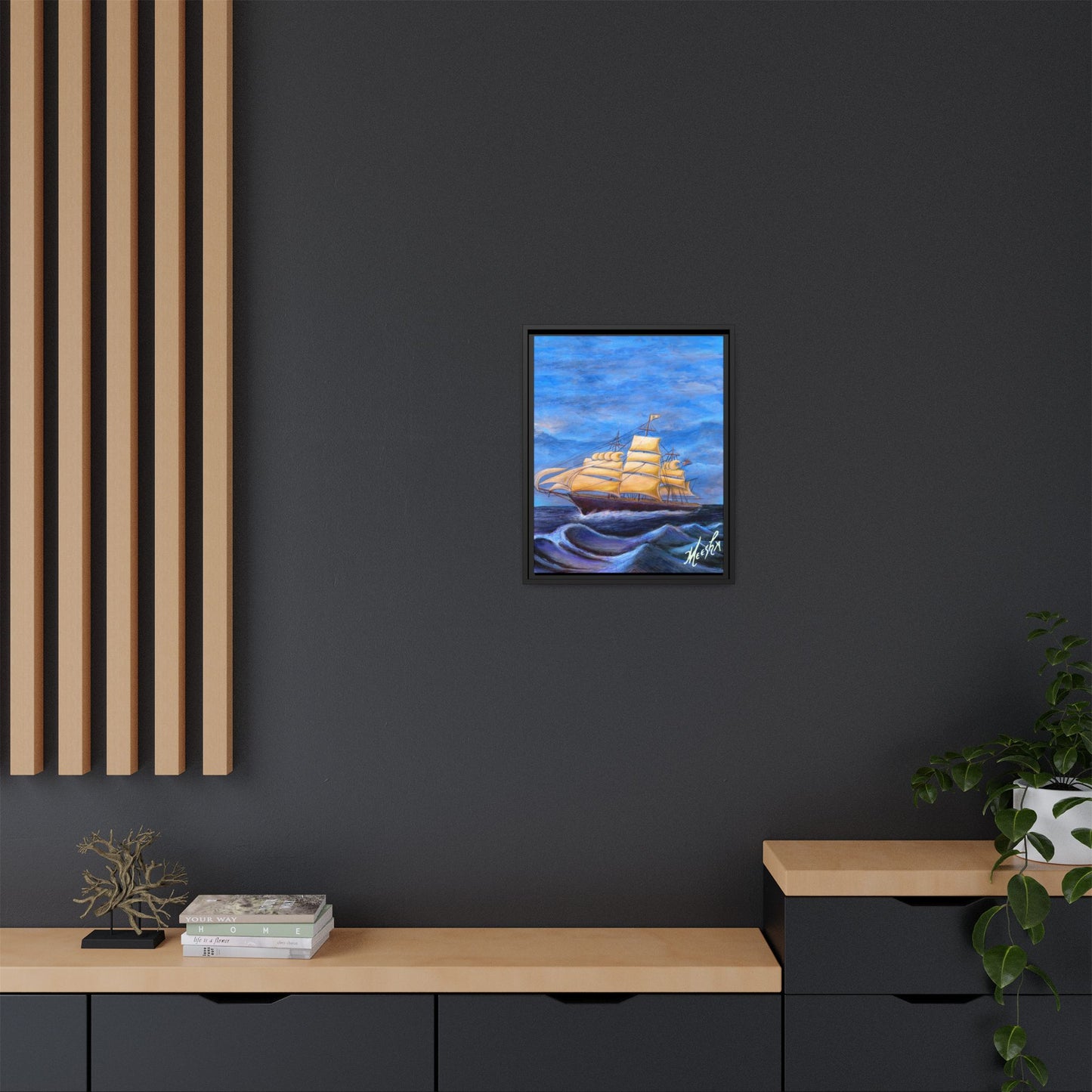 Whimsical Wavehopper Framed Canvas Print