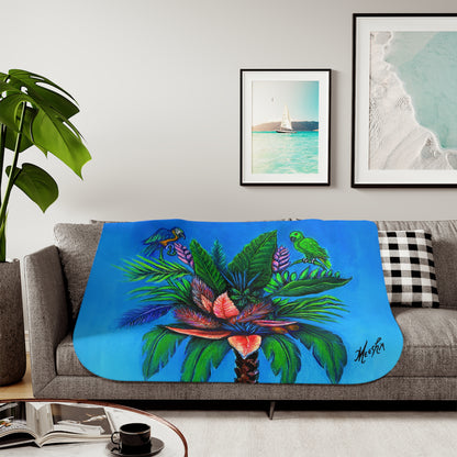 Colorful and Cozy Palm Tree of Life Favorite Sherpa Blanket