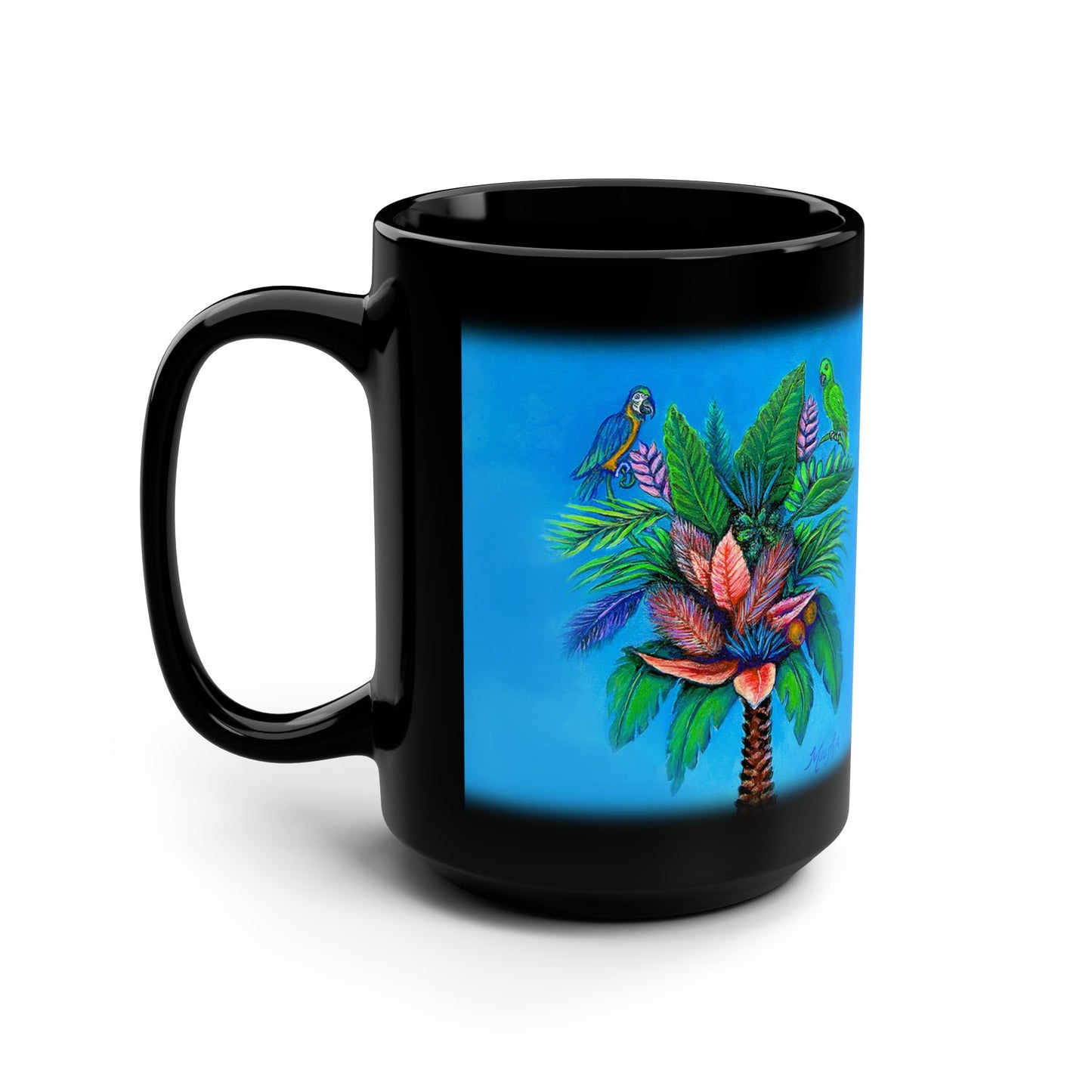 Palmtree of Life Black Mug, 15oz