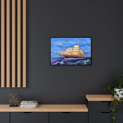 Whimsical Wavehopper Framed Canvas Print