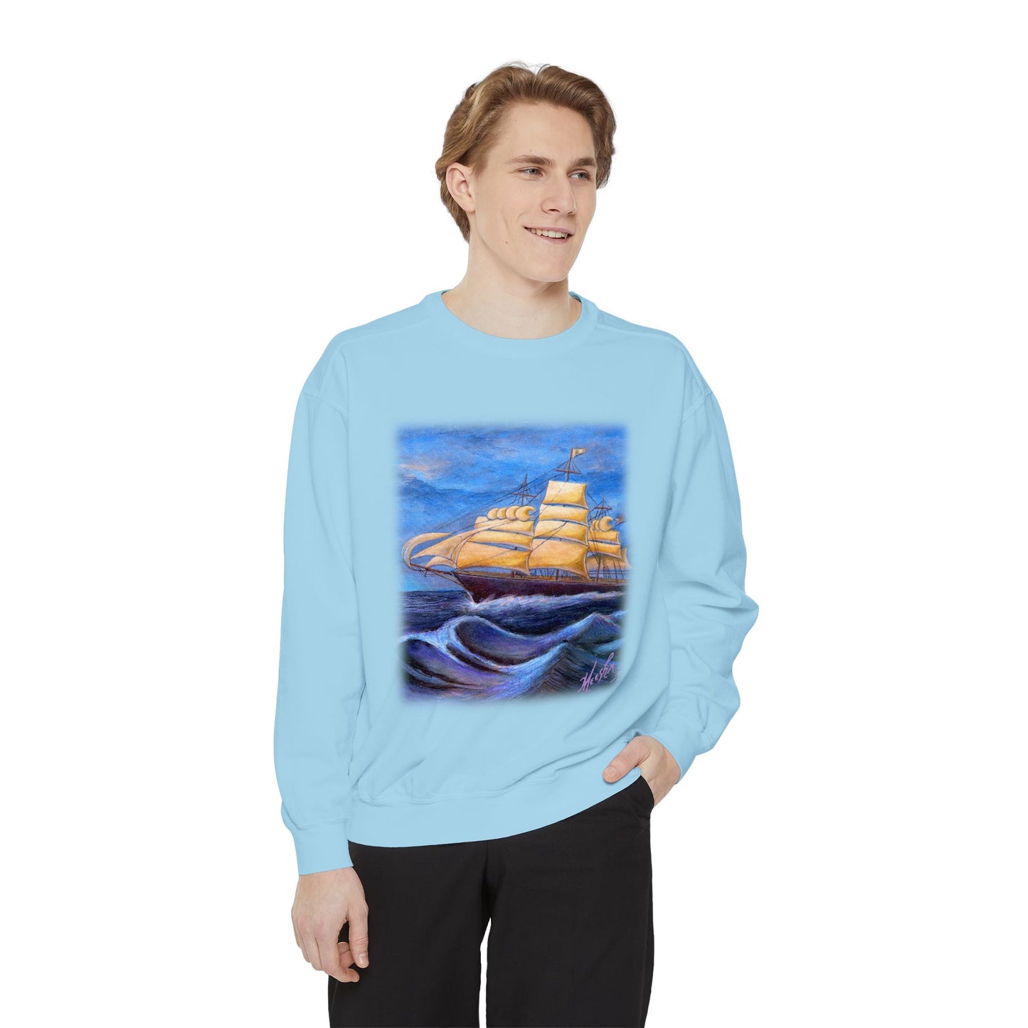 Whimsical Wavehopper Unisex Garment-Dyed Sweatshirt
