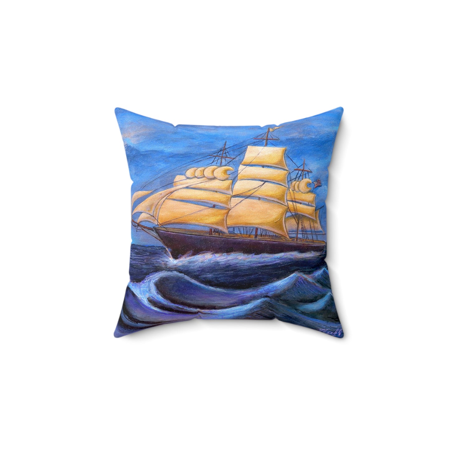 Whimsical Wavehopper Spun Polyester Square Pillow