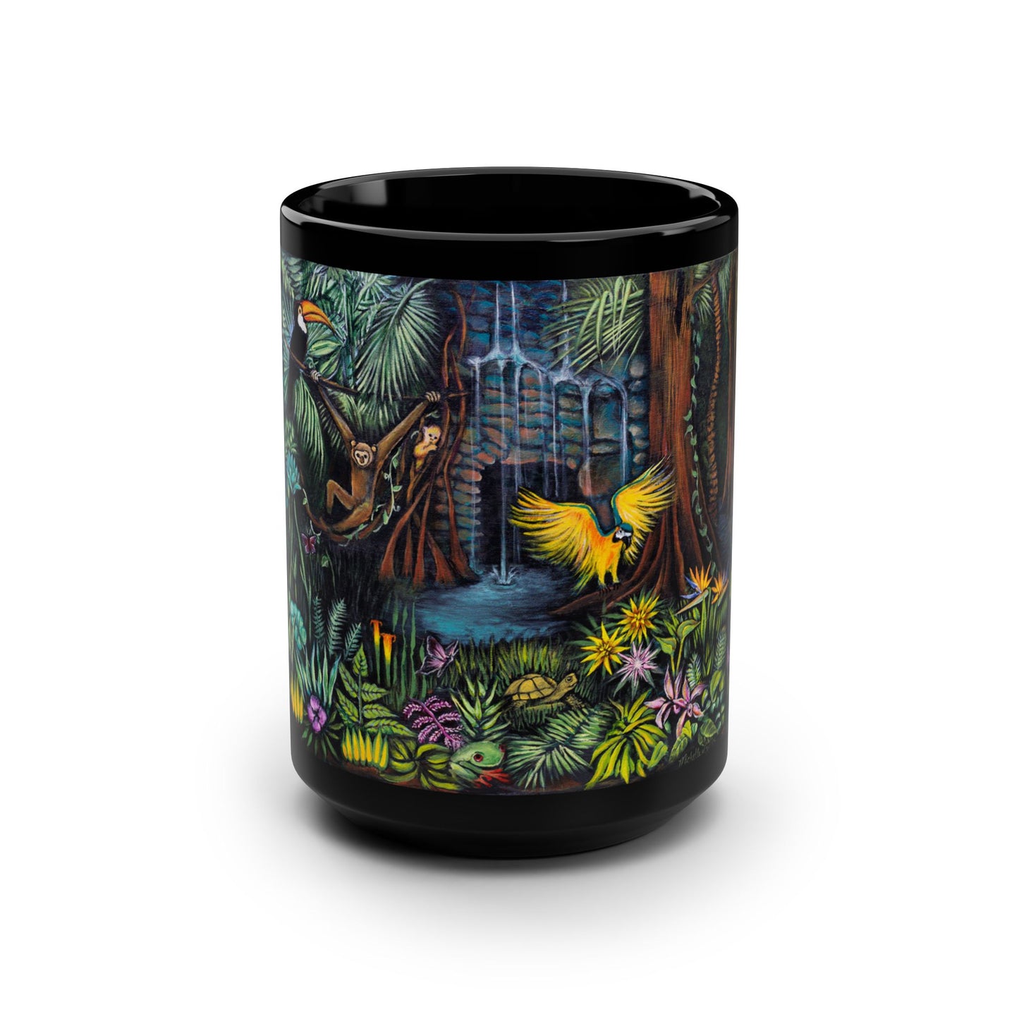 Amazonia Black Mug, 15oz