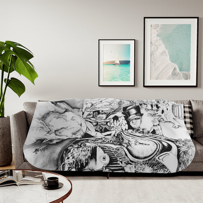Colorful and Cozy Alice In Blunderland Super Snuggly Sherpa Blanket