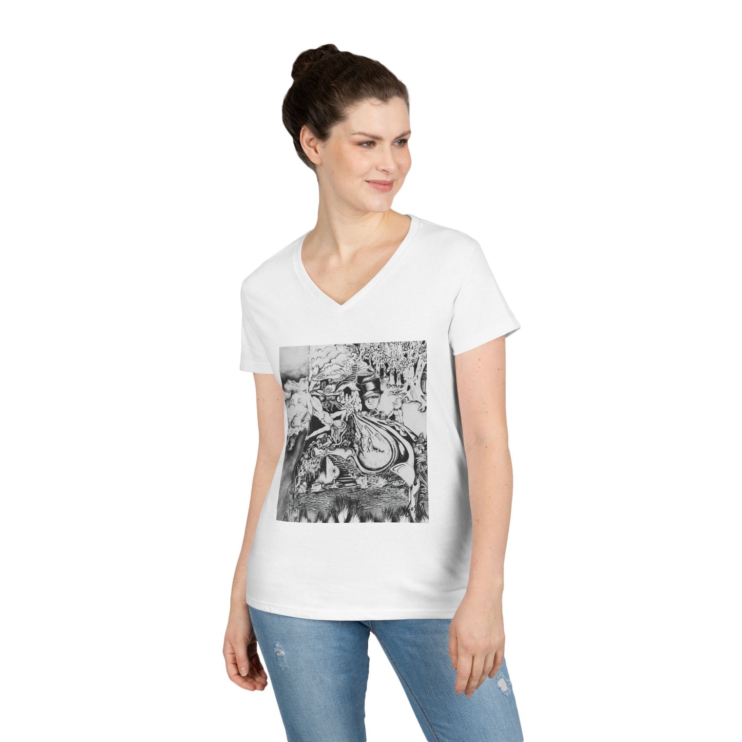Alice In Wonderland Ladies' V-Neck T-Shirt