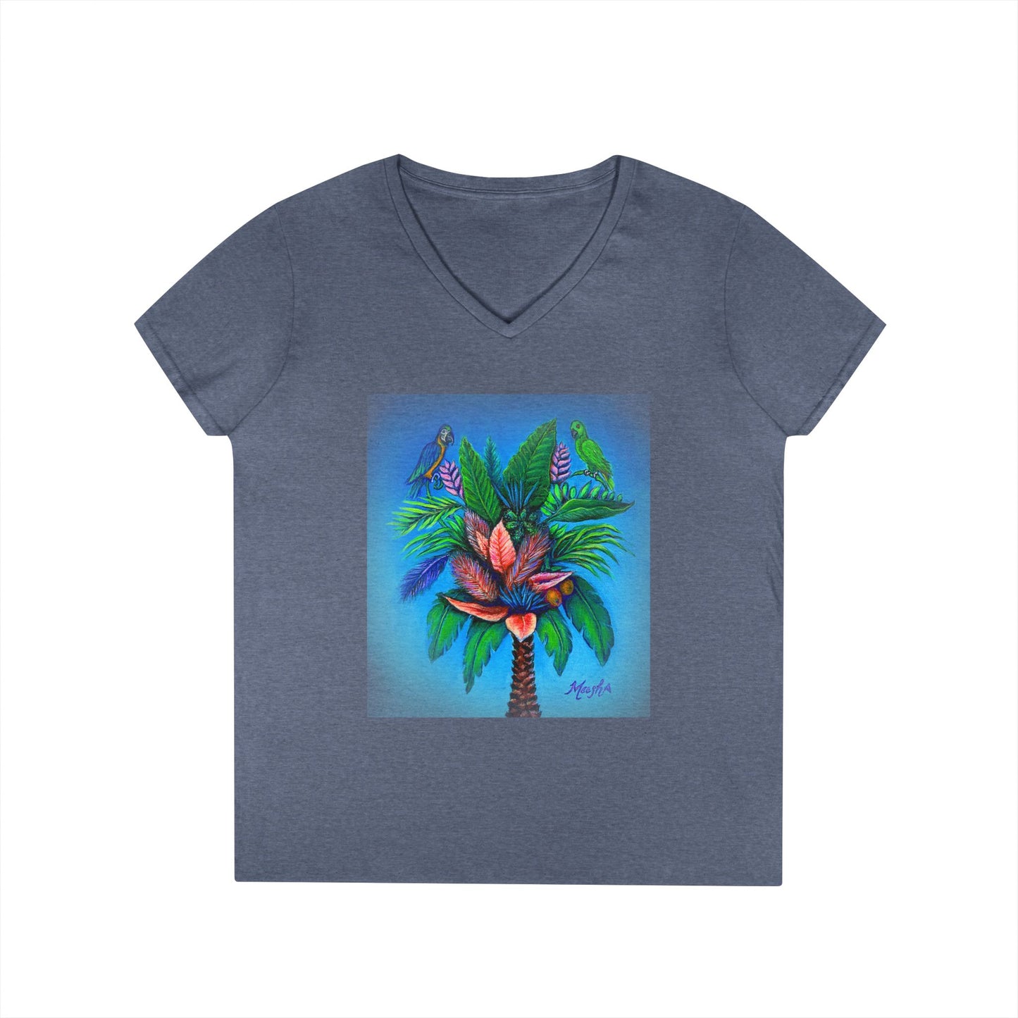 Palm Tree of Life Ladies' V-Neck T-Shirt