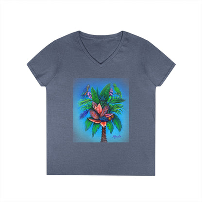 Palm Tree of Life Ladies' V-Neck T-Shirt