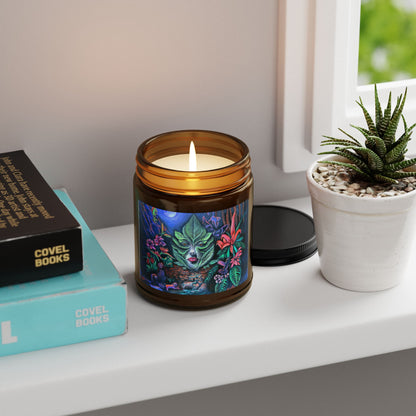 Moonlight Mischief Scented Soy Candles in decorative amber glass jar