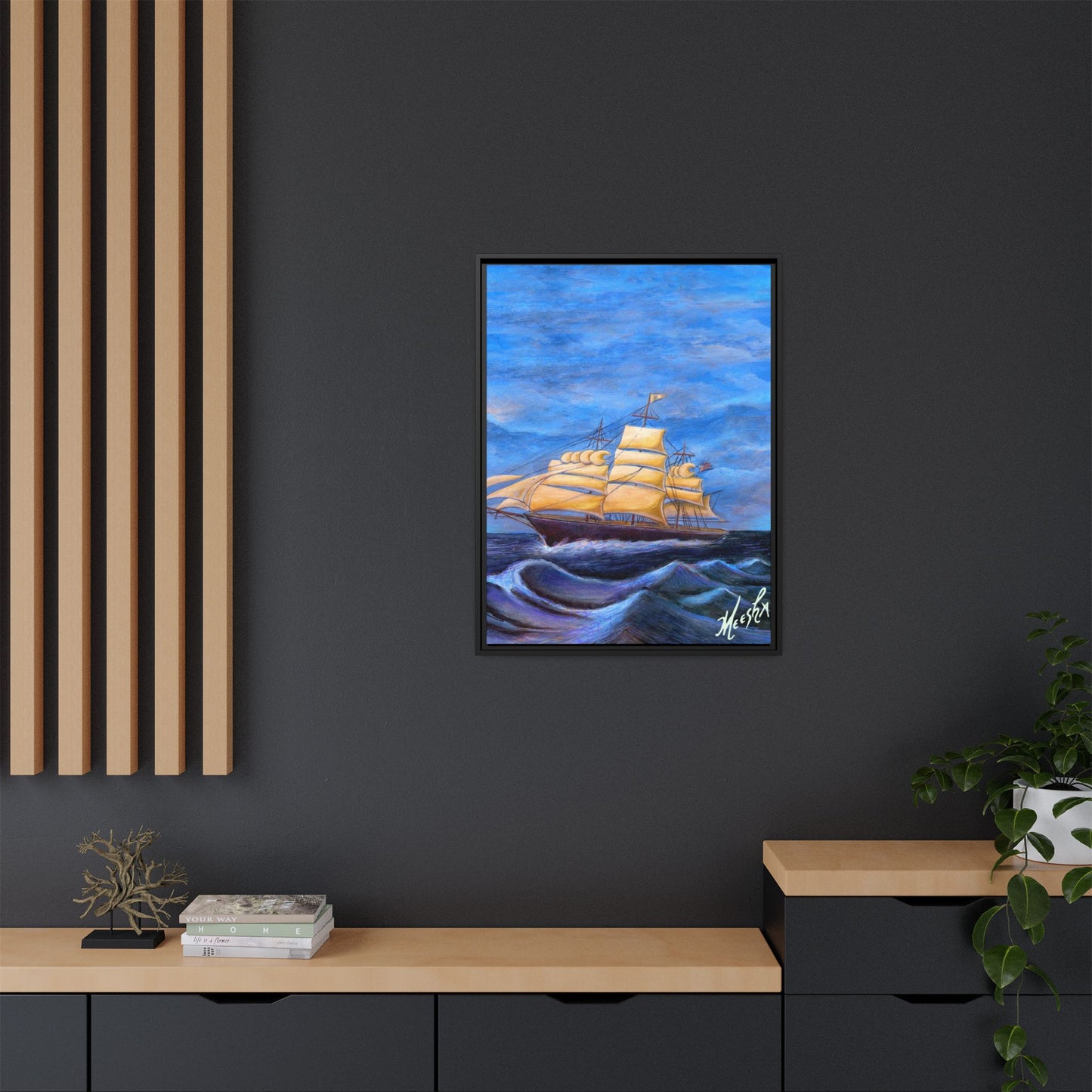 Whimsical Wavehopper Framed Canvas Print