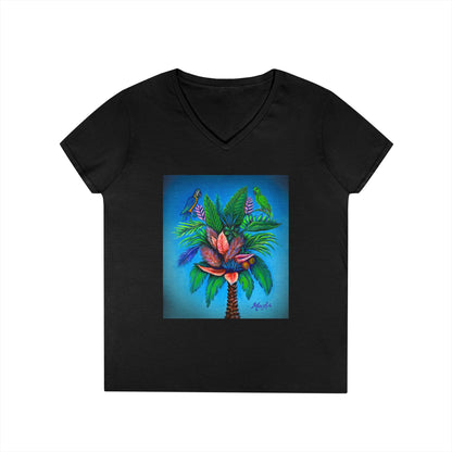 Palm Tree of Life Ladies' V-Neck T-Shirt