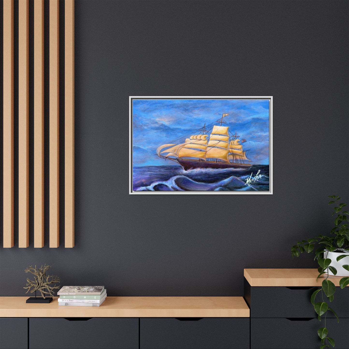 Whimsical Wavehopper Framed Canvas Print