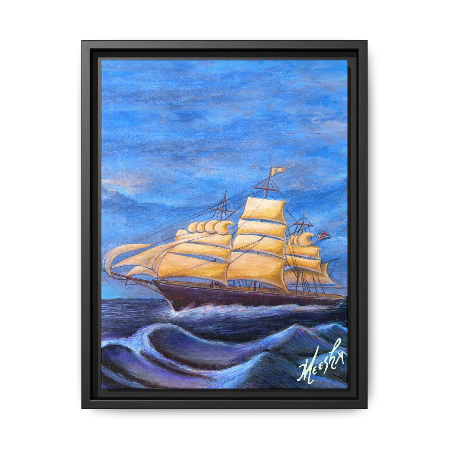 Whimsical Wavehopper Framed Canvas Print
