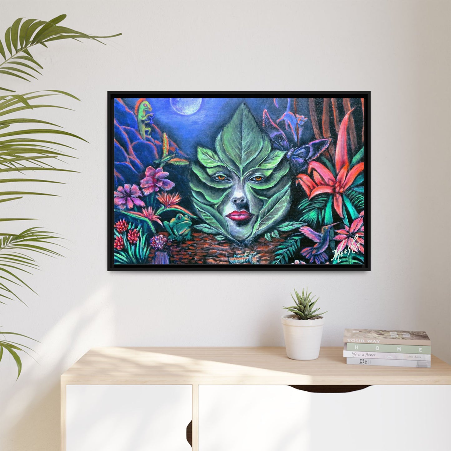 Moonlight Mischief Framed Canvas Print