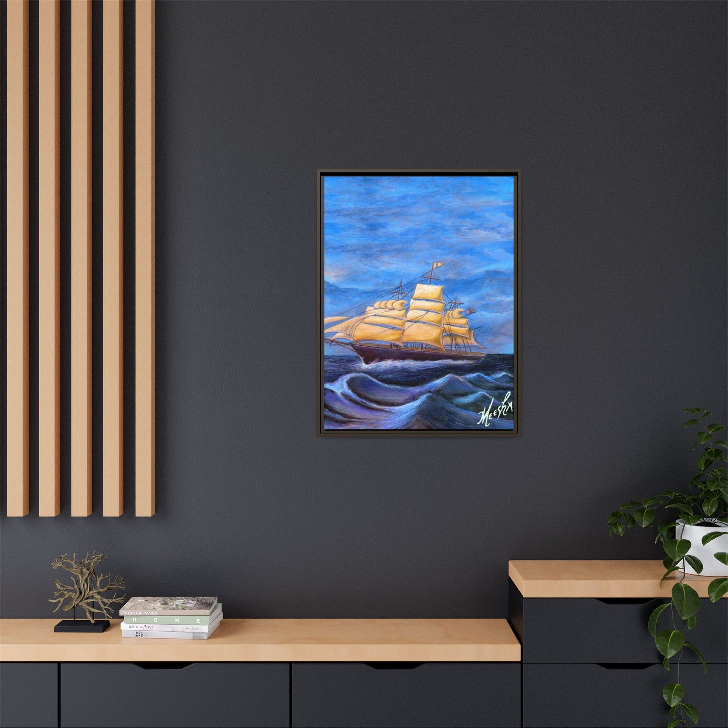 Whimsical Wavehopper Framed Canvas Print