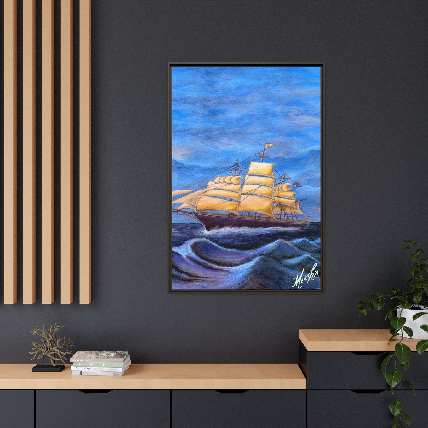 Whimsical Wavehopper Framed Canvas Print