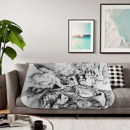 Colorful and Cozy Alice In Blunderland Super Snuggly Sherpa Blanket