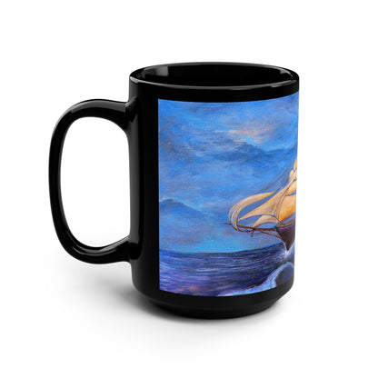 Whimsical Wavehopper Black Mug, 15oz