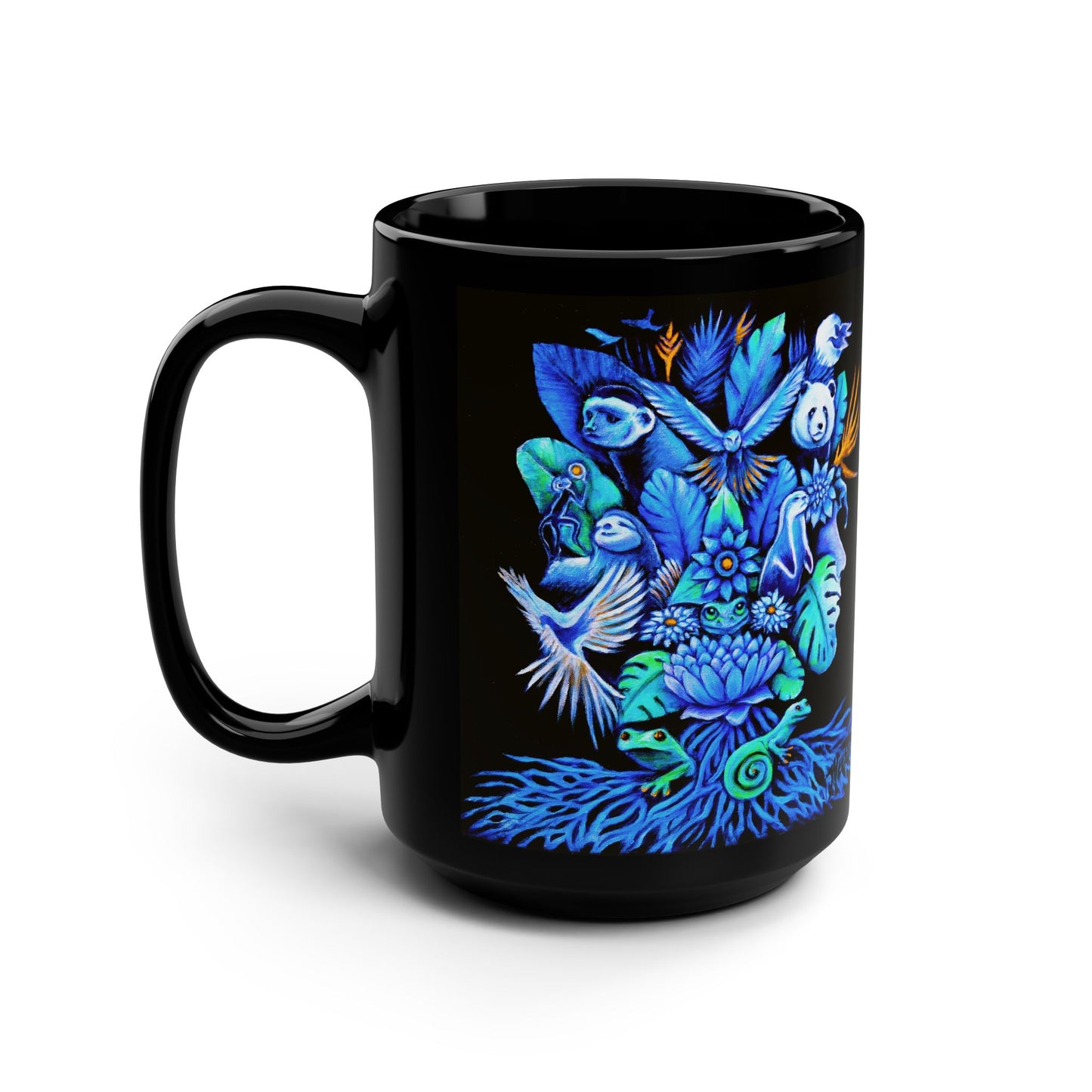Out of the Blue Black Mug, 15oz