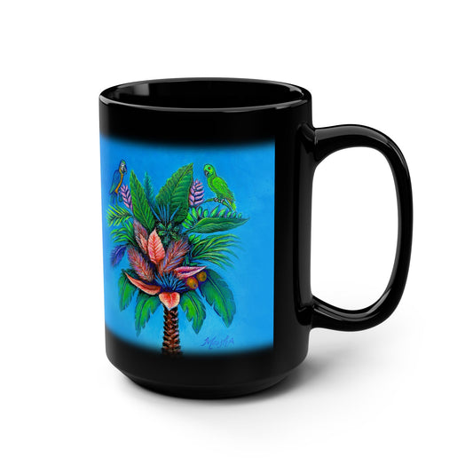 Palmtree of Life Black Mug, 15oz
