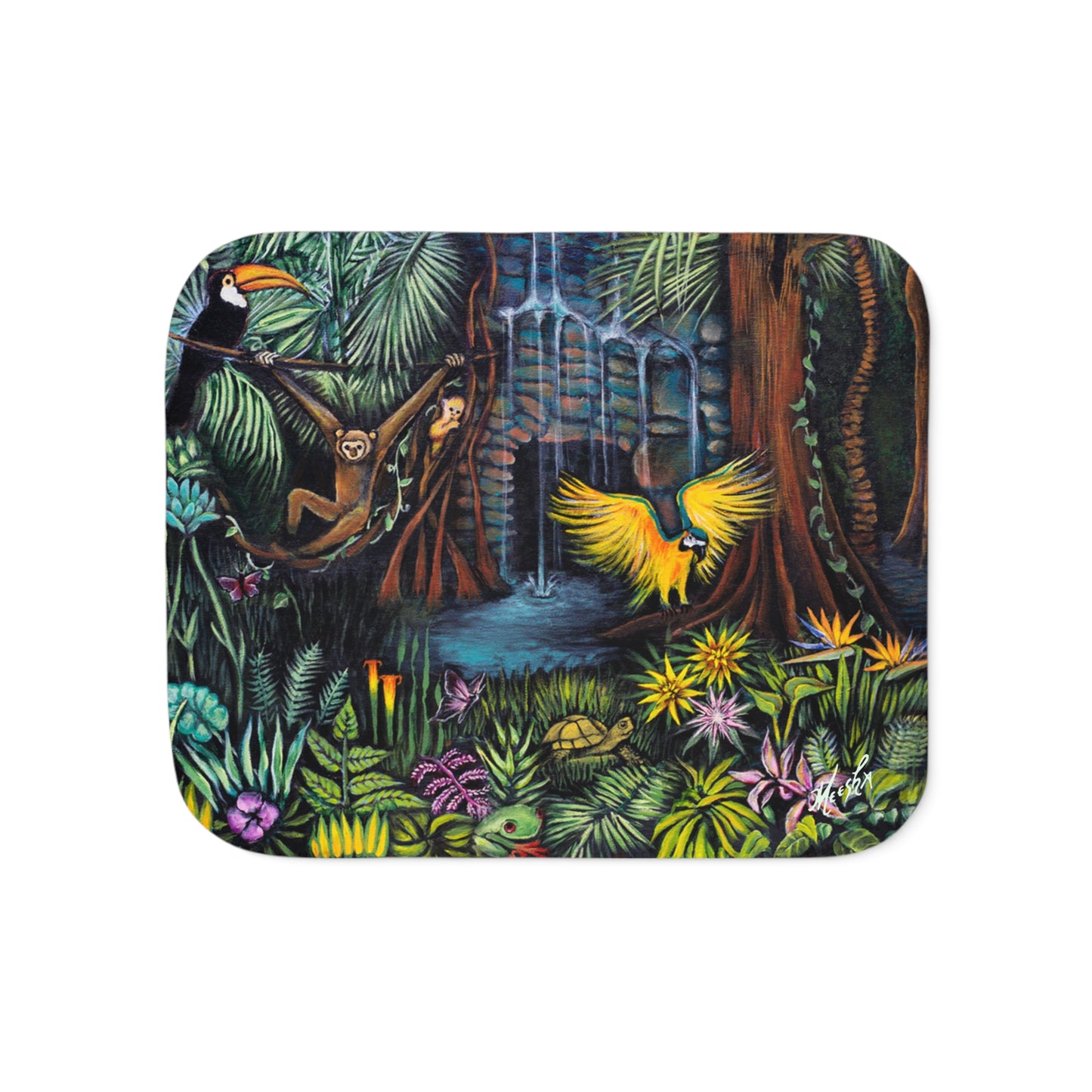 Colorful and Cozy Amazonia Favorite Sherpa Blanket
