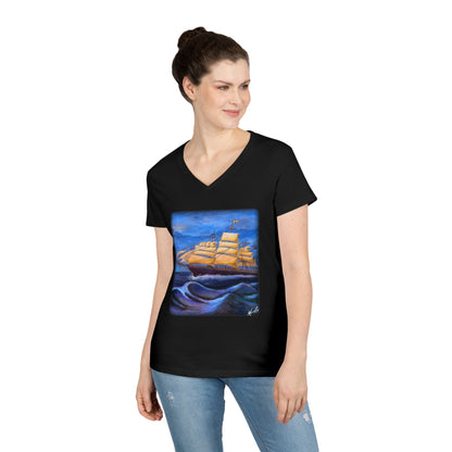 Whimsical Wavehopper Ladies' V-Neck T-Shirt